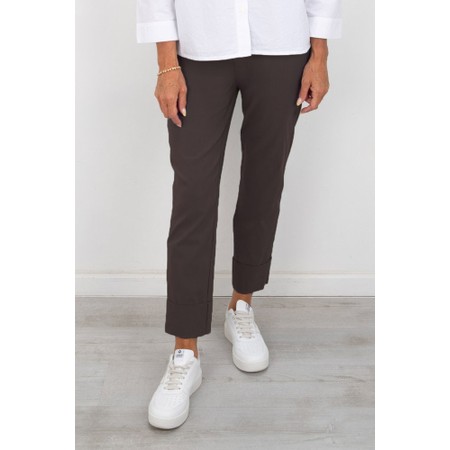 Robell Bella 09 Dark Brown Ankle Length Crop Cuff Trouser - Brown