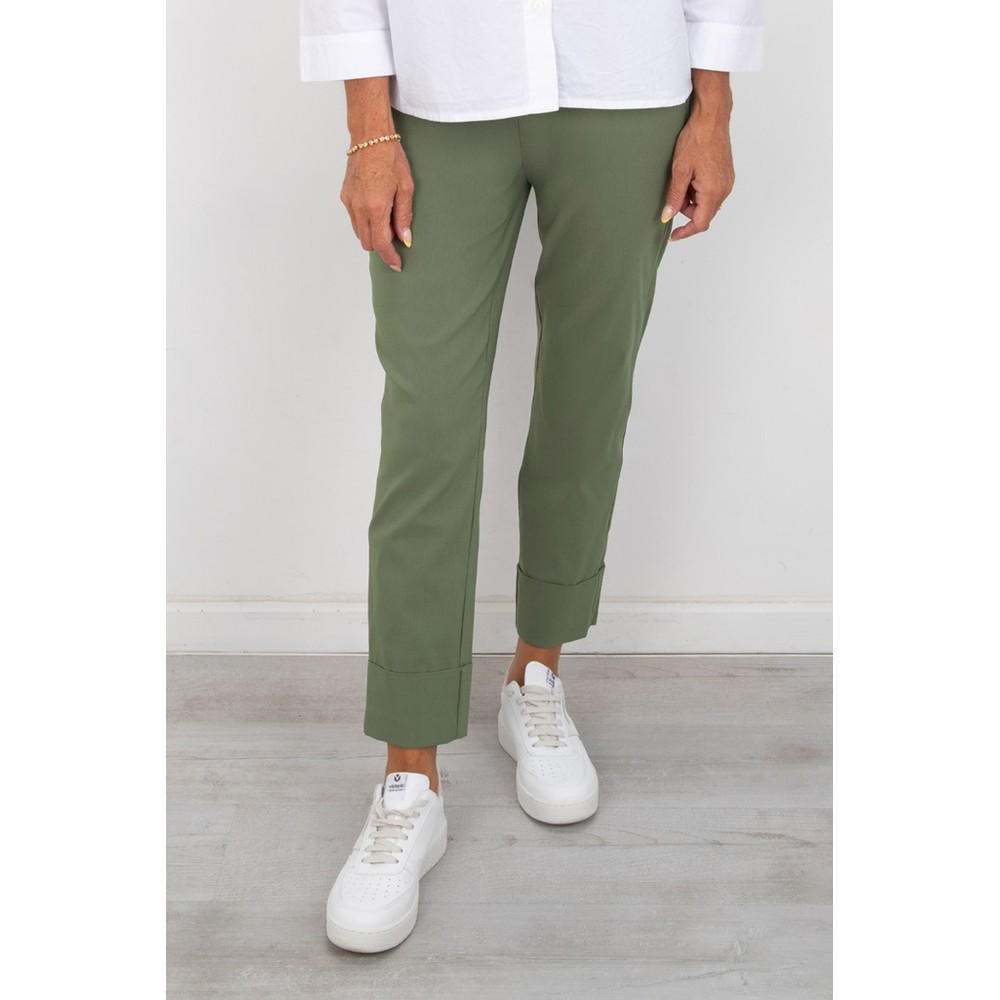 Robell Bella 09 Khaki Ankle Length Crop Cuff Trouser Khaki 881