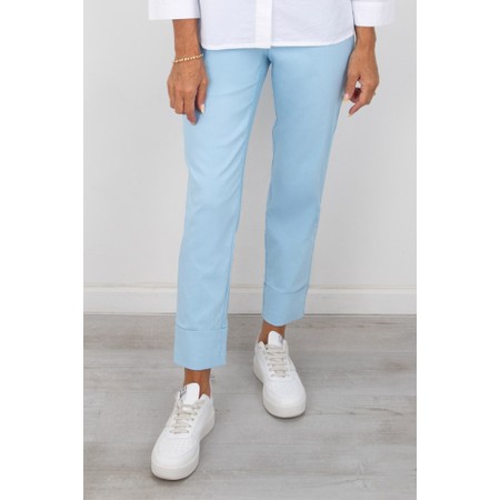 Robell Bella 09 Light Blue Ankle Length Crop Cuff Trouser - Blue