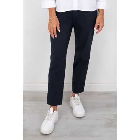 Robell Bella 09 Navy Ankle Length Crop Cuff Trouser - Blue