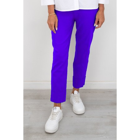 Robell Bella 09 Royal Blue Ankle Length Crop Cuff Trouser - Blue