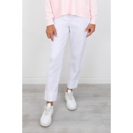 Robell Bella 09 White Ankle Length Crop Cuff Trouser - White