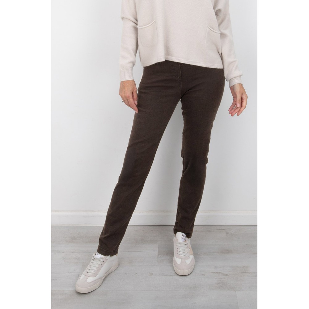 Robell Bella  Brown Slim Fit Full Length Jean Dark Brown