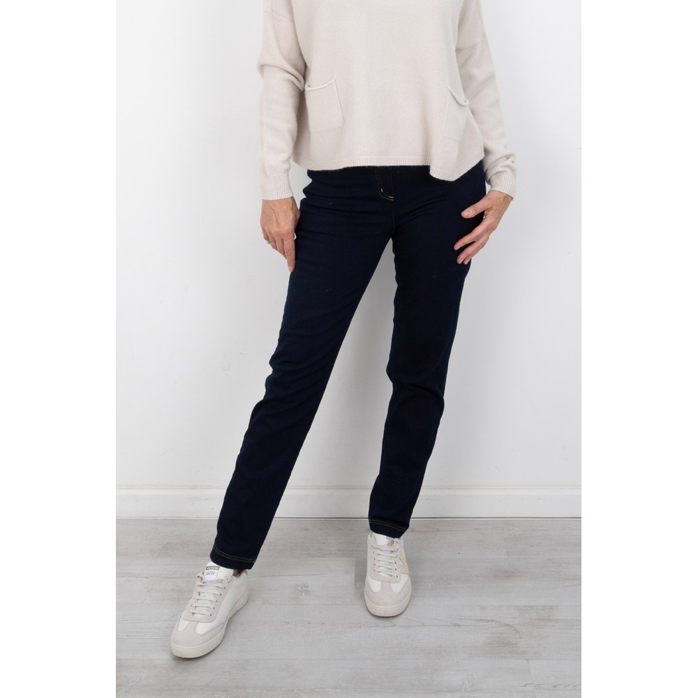 Robell Bella  Navy Contrast Stitch Slim Fit Full Length Jean Navy / Contrast 690