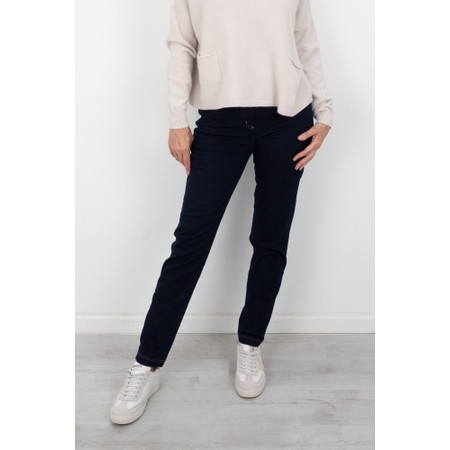 Robell Bella  Navy Contrast Stitch Slim Fit Full Length Jean - Blue