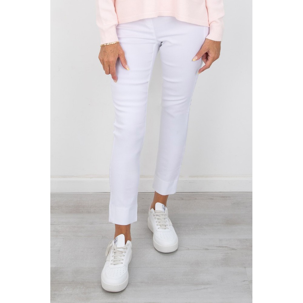 Robell Rose 09 White 7/8 Slimfit Ankle Length  Trouser White 
