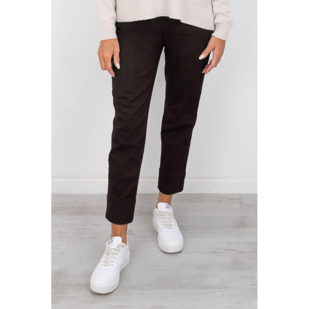 Robell Bella 09 Dark Brown Ankle Crop Jean with Cuff Dark Brown 39