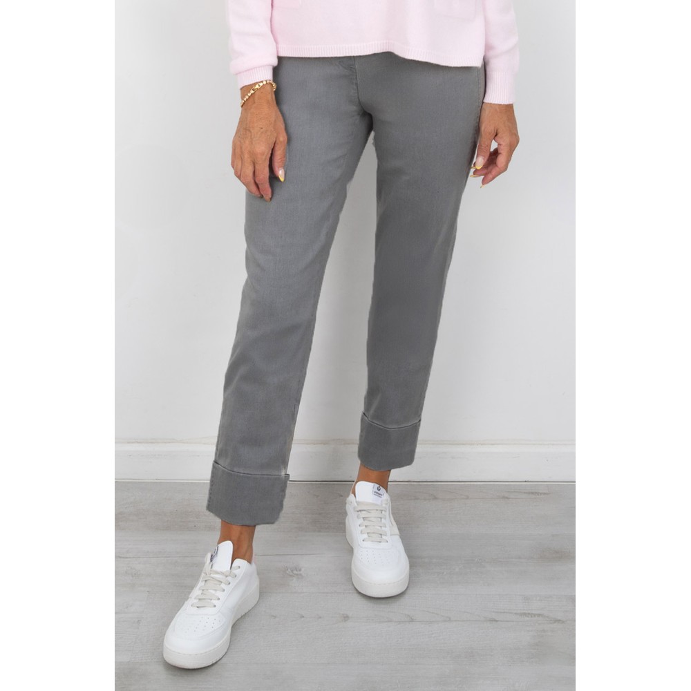 Robell Bella 09 Dark Grey Ankle Crop Jean with Cuff Dark Grey