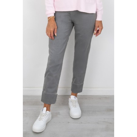 Robell Bella 09 Dark Grey Ankle Crop Jean with Cuff - Grey