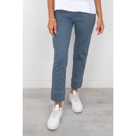 Robell Bella 09 Light Denim Ankle Crop Jean with Cuff - Blue