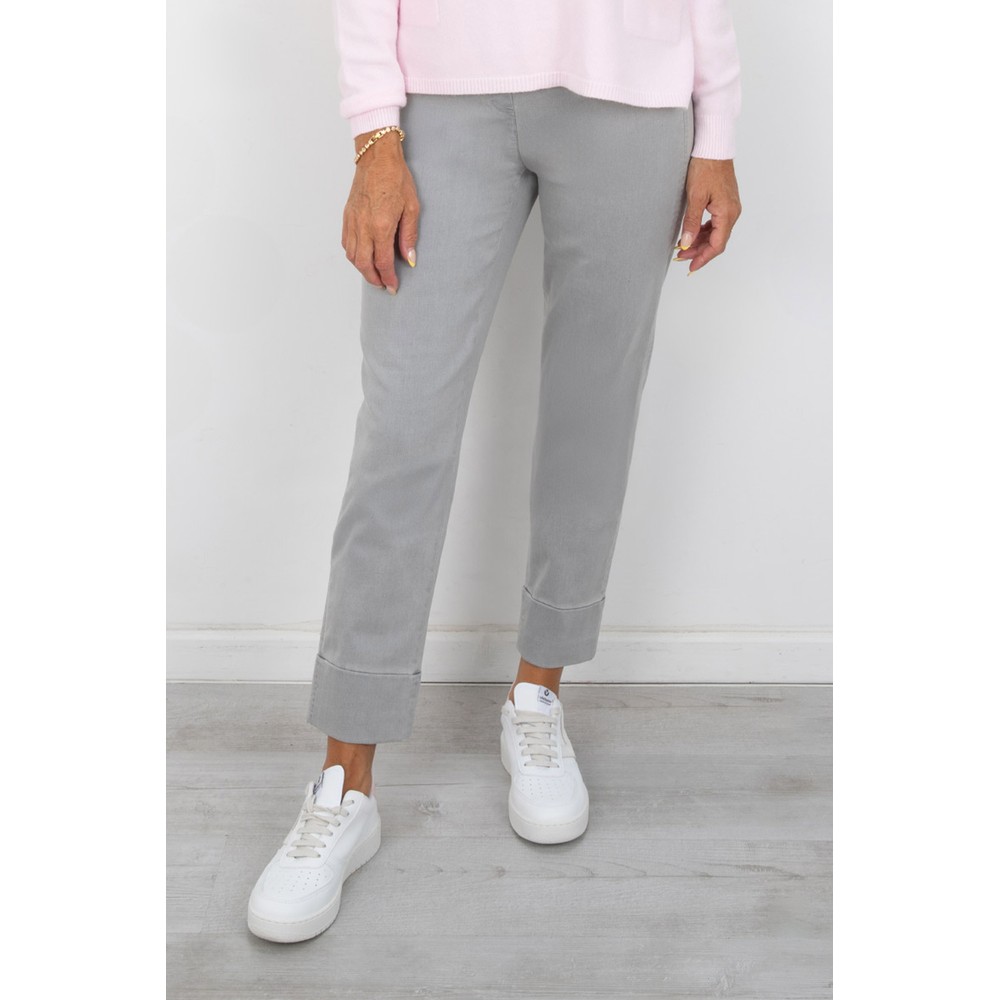 Robell Bella 09 Light Grey Ankle Crop Jean with Cuff Light Grey