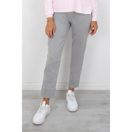 Robell Bella 09 Light Grey Ankle Crop Jean with Cuff - Grey