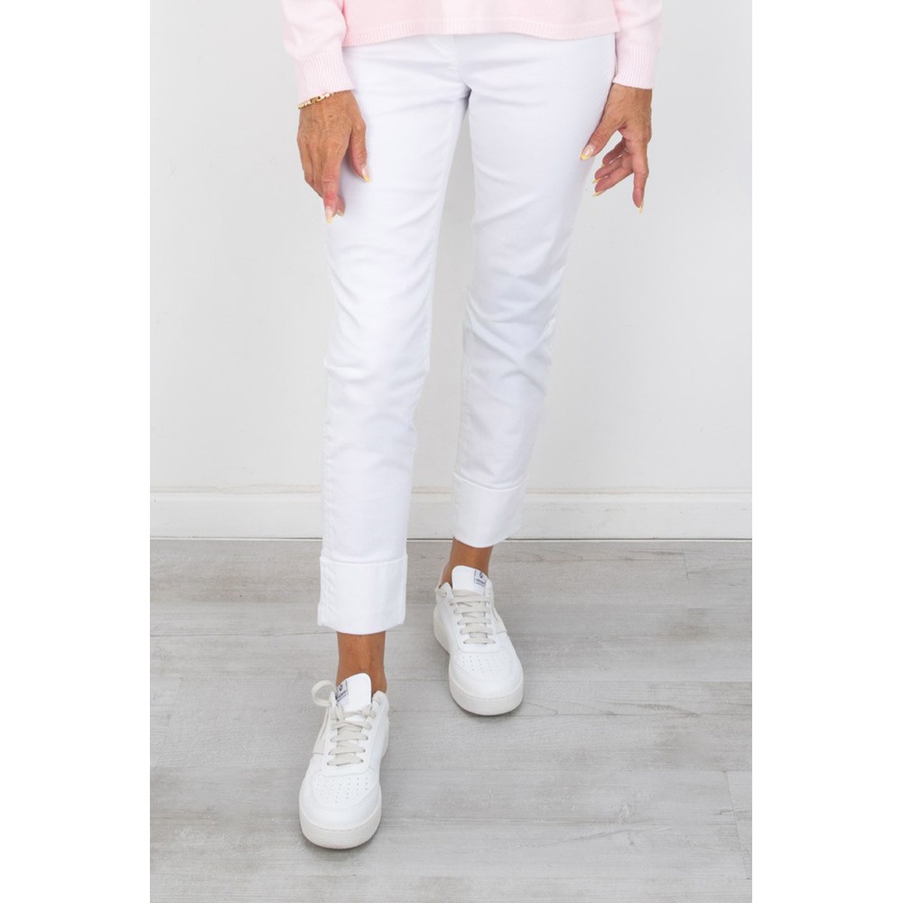 Robell Bella 09 White Ankle Length Jean with Cuff White 