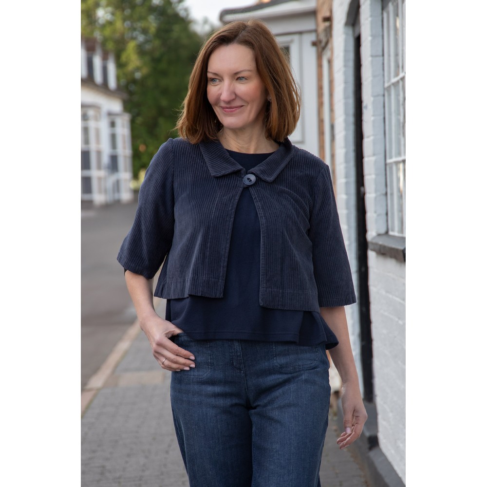 Thing Carina Navy Heavy Cord Crop Jacket Navy