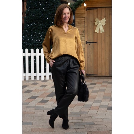 Mos Mosh Zabel Black Leather Sweatpant - Black