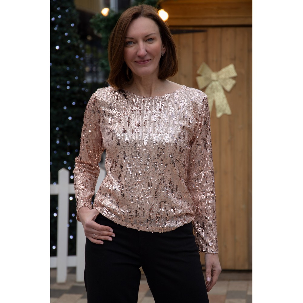 Arka Sophia Champagne Sequin Blouse Champagne