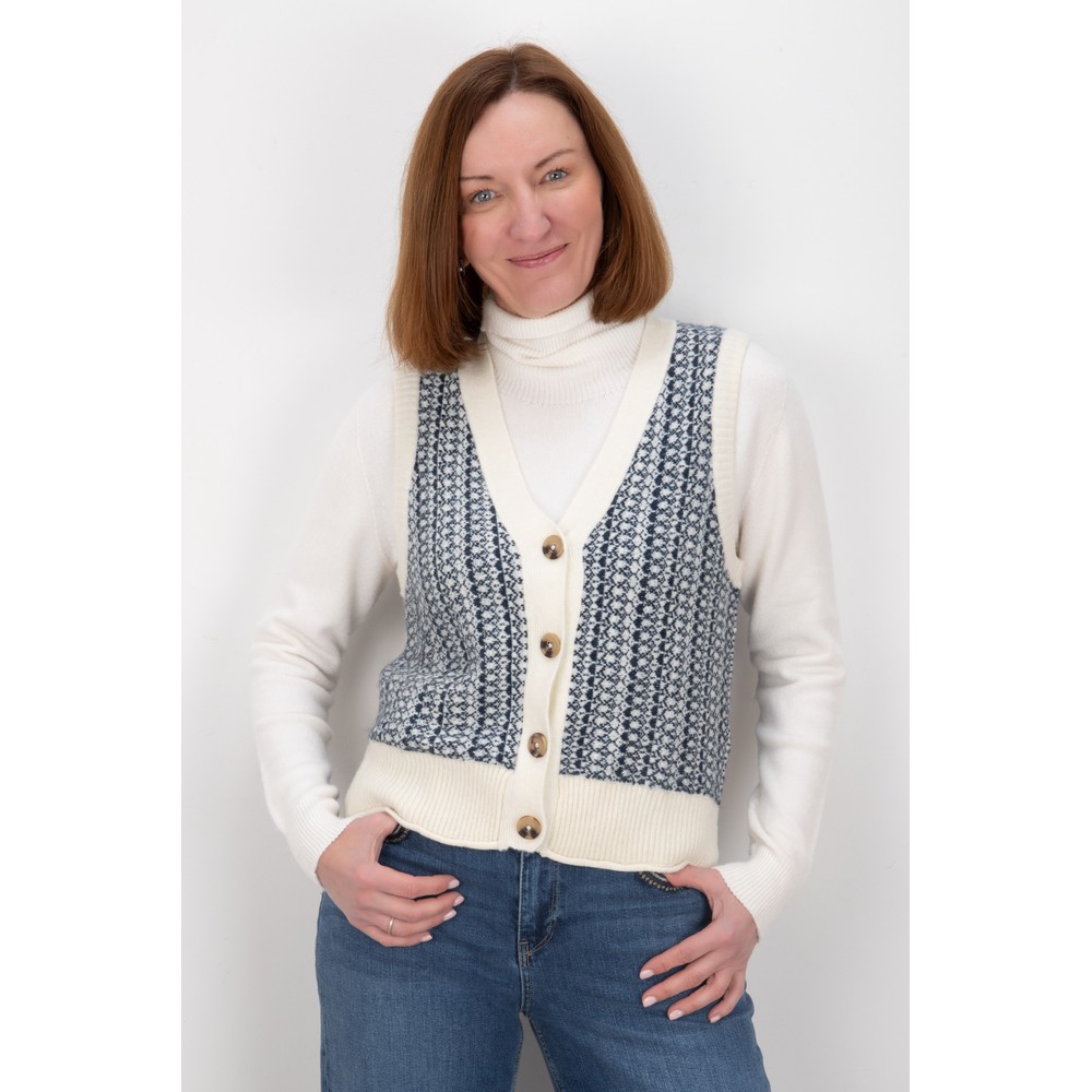 Lily & Me Gywneth Ecru Fairisle Tank Top Ecru