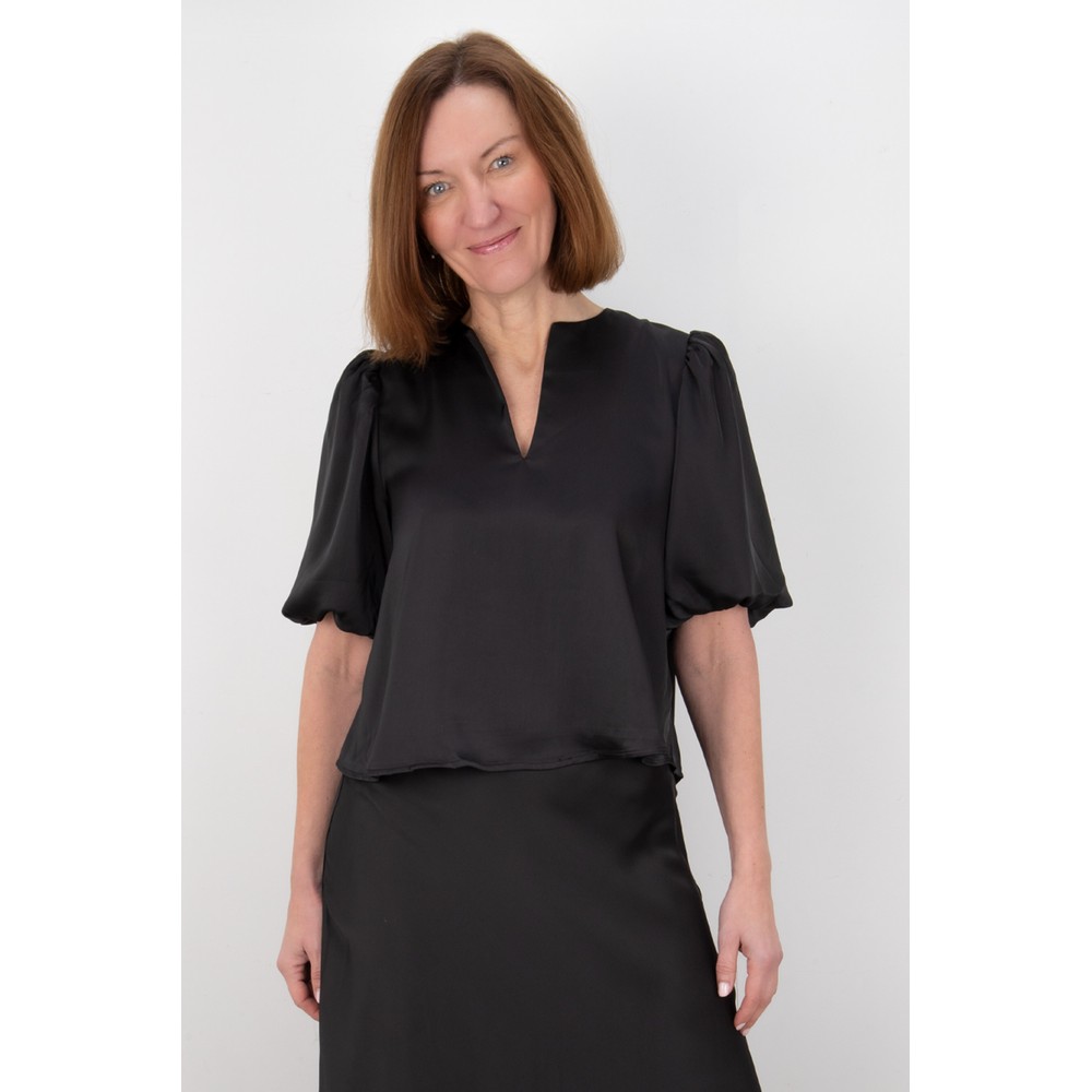 Chalk Porcha Satin Party Top Black 