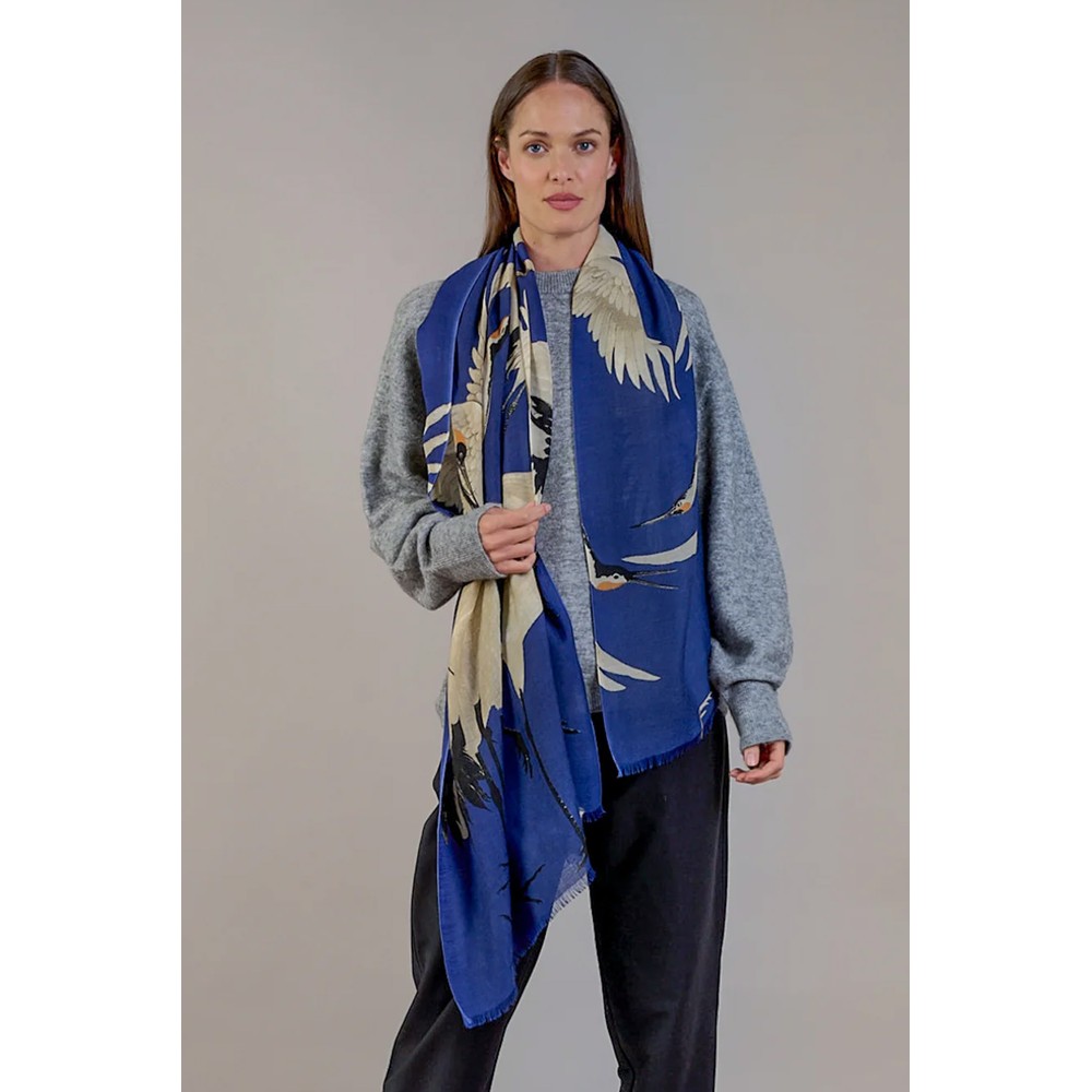 One Hundred Stars Wool Scarf Stork Royal Blue