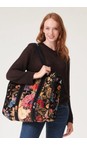 One Hundred Stars Primula Black Large Primula Black Velvet Tote Bag  