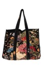 One Hundred Stars Primula Black Large Primula Black Velvet Tote Bag  
