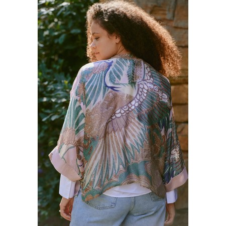 One Hundred Stars Crane Plaster Pink Short Kimono - Crane Plaster Pink