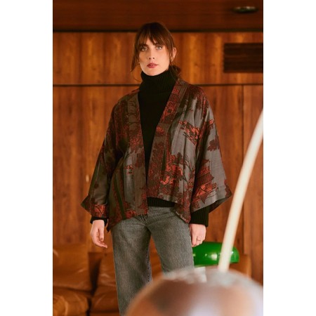 One Hundred Stars Pagoda Pewter Short Kimono - Pagoda Pewter