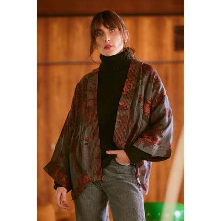 One Hundred Stars Pagoda Pewter Short Kimono - Pagoda Pewter
