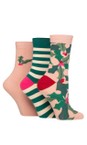 Caroline Gardner Pink Mistletoe/Stripe Christmas Fun 3pk Socks  