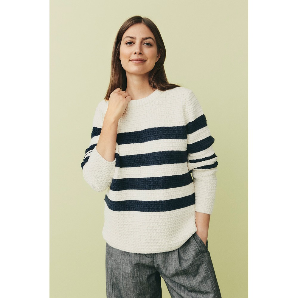 Masai Clothing MaFrellis Striped Knit Jumper Whitecap