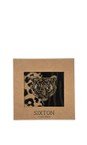 Sixton London Sand Leopard & Savannah Sand Tigerhead Embroidered Brooch Sock Box  