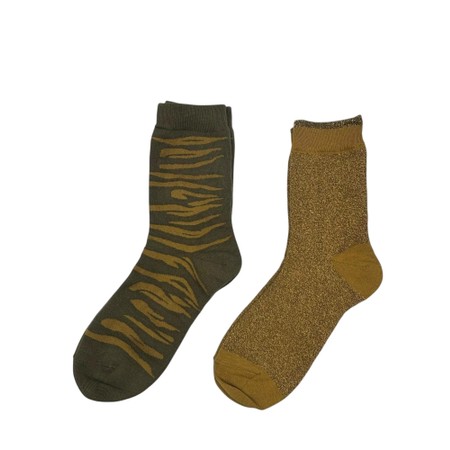 Sixton London Olive Tigerhead Embroidered Brooch Sock Box - Green