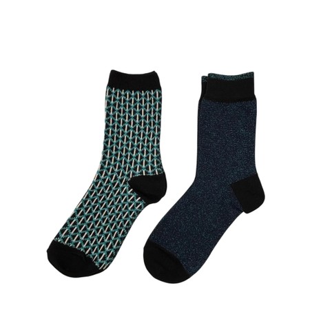 Sixton London Christmas Tree Brooch Navy Sock Box - Black