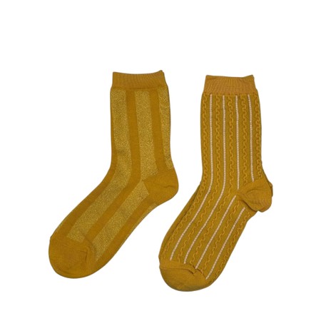 Sixton London Christmas Tree Brooch Mustard Sock Box - Yellow