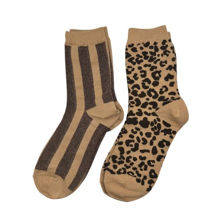 Sixton London Sand Leopard And Berlin Sock Box - Beige
