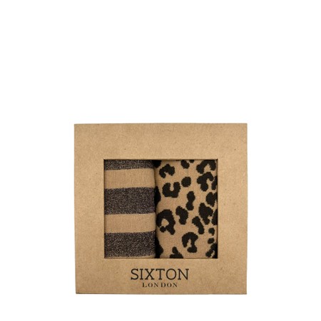 Sixton London Sand Leopard And Berlin Sock Box - Beige