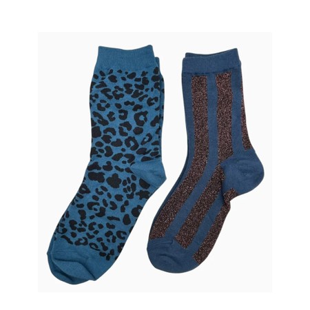 Sixton London Denim Leopard And Berlin Sock Box - Blue