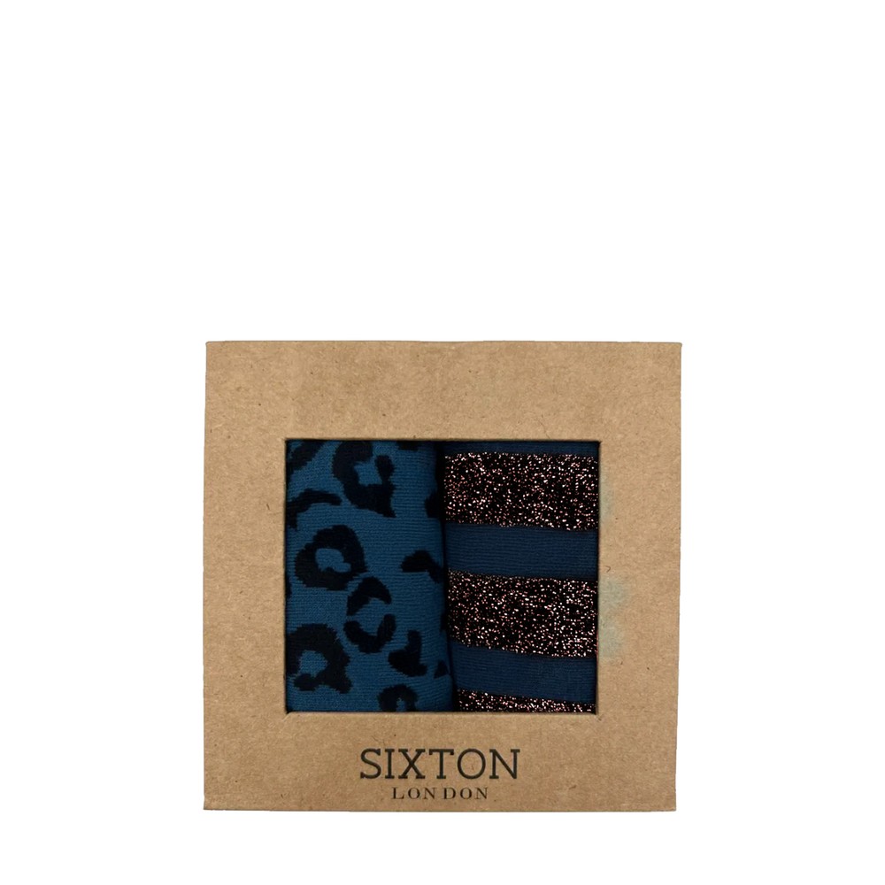 Sixton London Denim Leopard And Berlin Sock Box Denim Leopard & Berlin