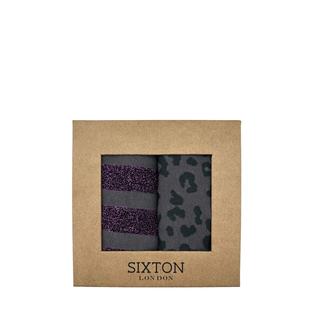 Sixton London Charcoal Leopard And Berlin Sock Box Charcoal Leopard & Berlin