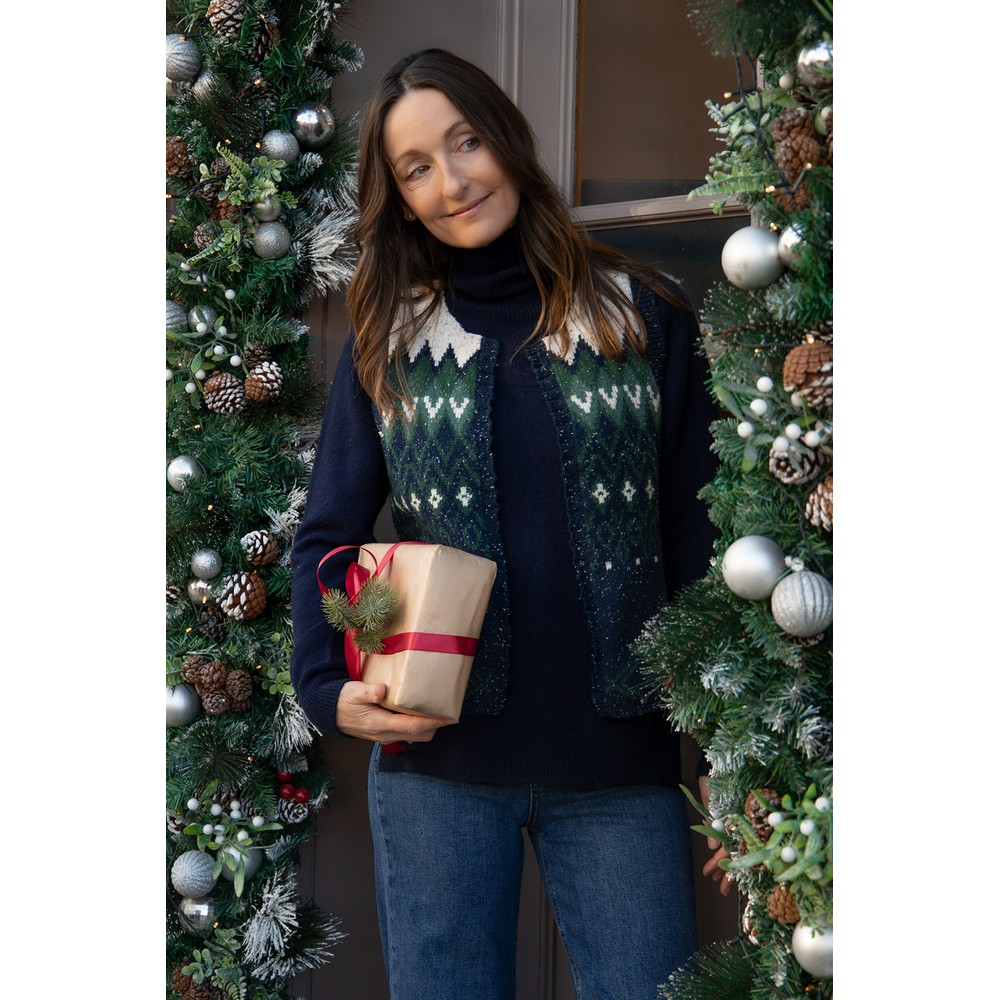 Lily & Me Suvi Fleck Knit Tank Waistcoat Pine Green