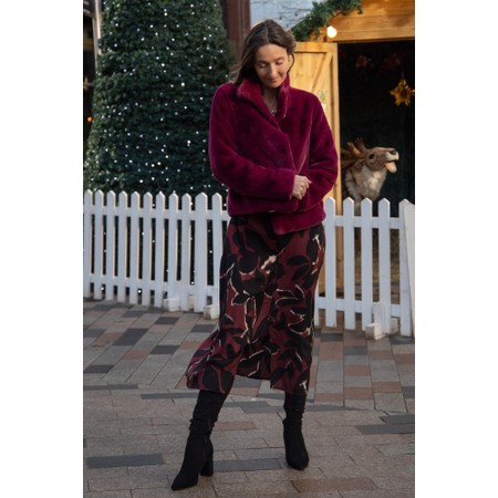 RINO AND PELLE Vie Sugar Plum Faux Fur Jacket - Red