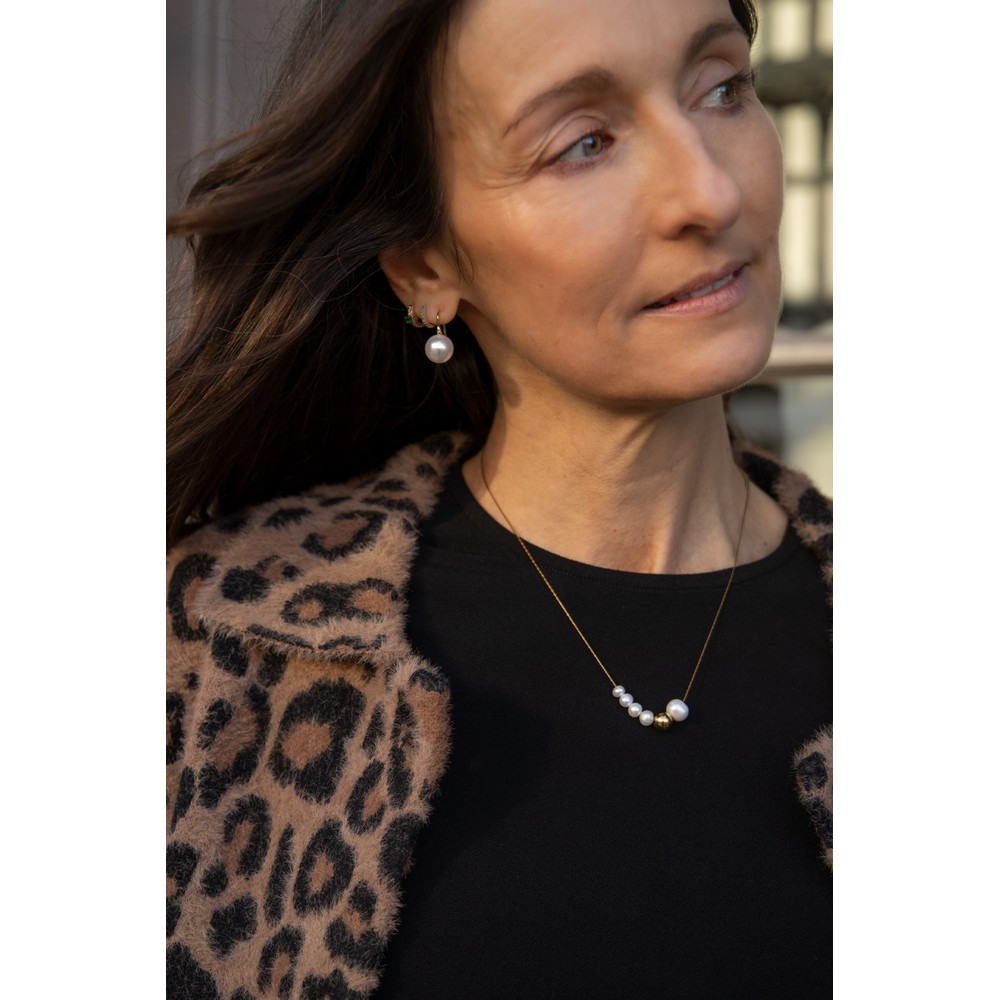 Chalk Cambridge Pull Through Ball Earrings Pearl