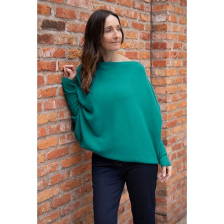 Amazing Woman Emilie Dark Turquoise Asymmetric Draped Jumper - Blue