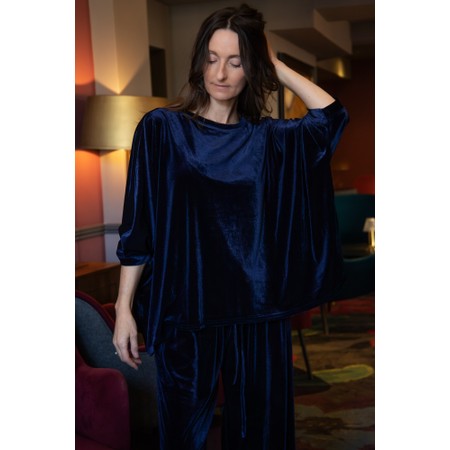 Chalk Erin Navy Relaxed Velour Top - Blue