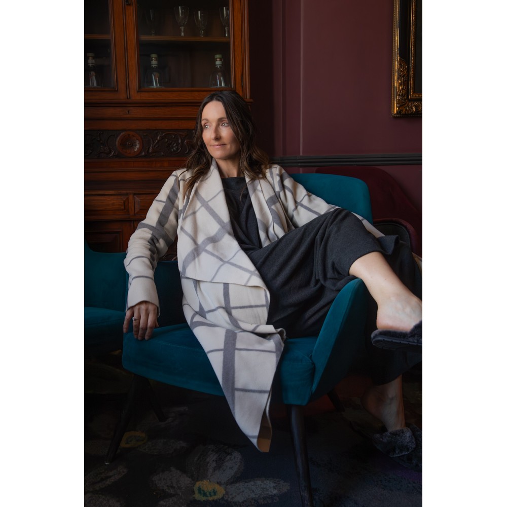 Henriette Steffensen High Neck Clan Print Fleece Cardigan Clan Print Kit