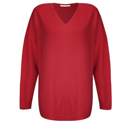 Amazing Woman Penny Berry Red Rouge Super Soft Knit V-Neck Jumper - Red