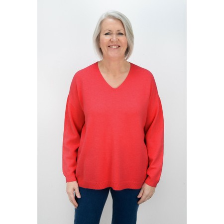Amazing Woman Penny Coral Super Soft Knit V-Neck Jumper - Orange