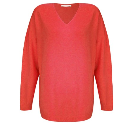 Amazing Woman Penny Coral Super Soft Knit V-Neck Jumper - Orange