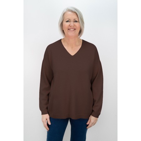 Amazing Woman Penny Espresso Super Soft Knit V-Neck Jumper - Brown