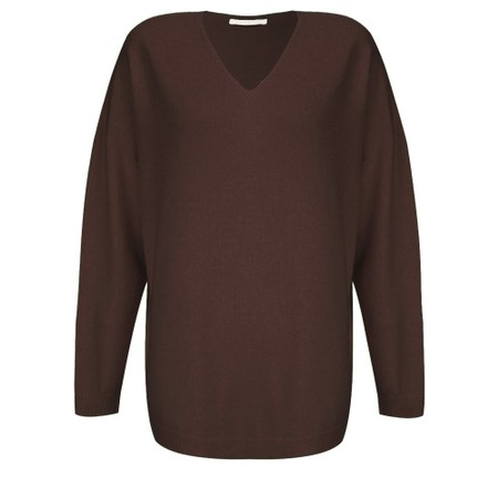 Amazing Woman Penny Espresso Super Soft Knit V-Neck Jumper - Brown